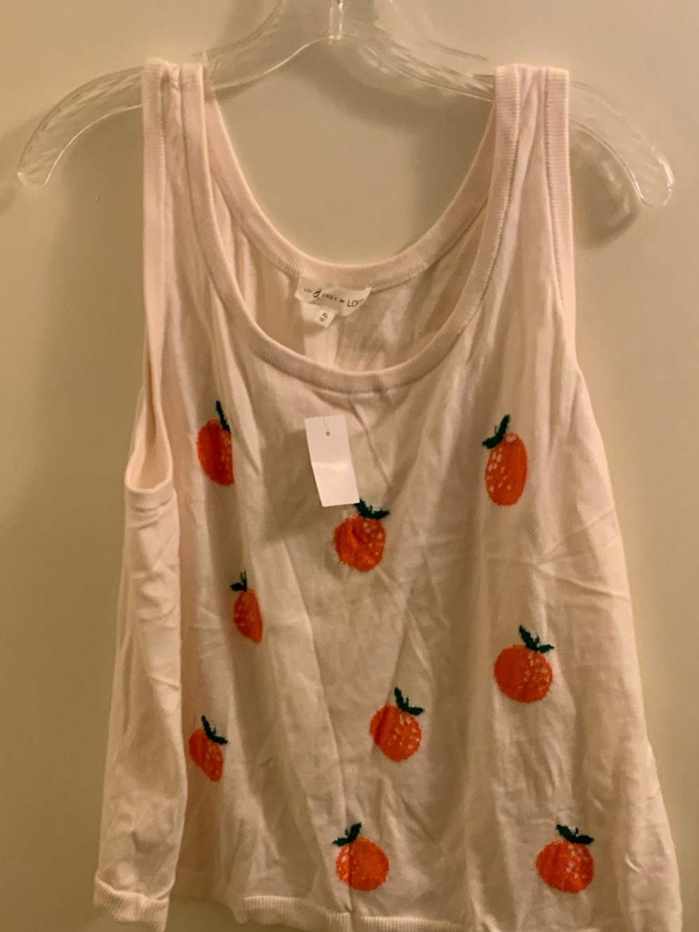 Lou & Grey Cream Tank Top with Orange Fruit Motif